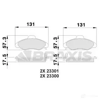 Тормозные колодки, комплект BRAXIS ab0033 4405696 3663908101377 4G 1C8
