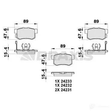 Тормозные колодки, комплект BRAXIS 4405940 A1HH3B T 3663908105788 ab0277
