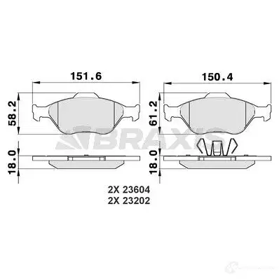 Тормозные колодки, комплект BRAXIS 4405238 3663908100974 aa0008 DWK GH3O