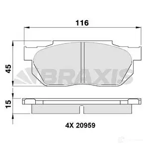 Тормозные колодки, комплект BRAXIS 3663908108161 aa0349 16TBM U 4405563 изображение 0