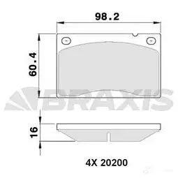 Тормозные колодки, комплект BRAXIS W0I3 P 3663908108437 4405576 aa0365