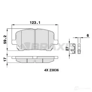 Тормозные колодки, комплект BRAXIS 4406054 ab0392 3663908107485 YEFTT W изображение 0