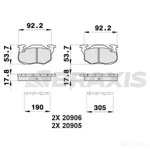 Тормозные колодки, комплект BRAXIS 3663908101438 4405698 ab0035 HI 247UR