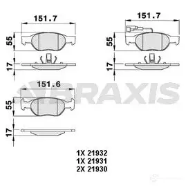 Тормозные колодки, комплект BRAXIS 4405726 T N1VQOP ab0063 3663908101964