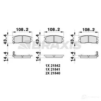 Тормозные колодки, комплект BRAXIS 3663908106068 ab0295 4405958 7I OK2P