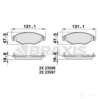 Тормозные колодки, комплект BRAXIS SL4I K 4405669 ab0005 3663908100998