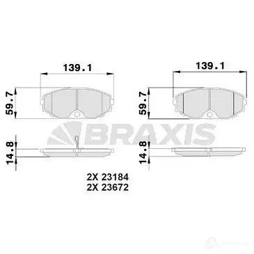 Тормозные колодки, комплект BRAXIS ab0509 VPSA 4M 3663908100769 4406163 изображение 0