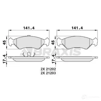 Тормозные колодки, комплект BRAXIS 4405253 5T M20 aa0027 3663908101186