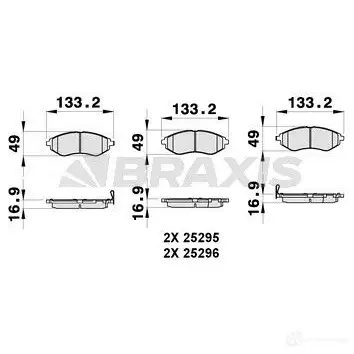 Тормозные колодки, комплект BRAXIS ab0293 3663908100349 S8 O9DG 4405956 изображение 0