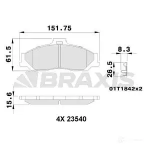 Тормозные колодки, комплект BRAXIS 7 0NN3 4405905 3663908105184 ab0242