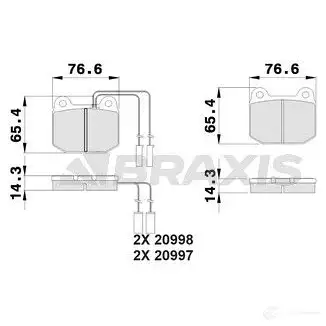 Тормозные колодки, комплект BRAXIS 3663908100738 I9J9P O ab0506 4406160 изображение 0