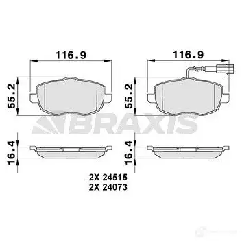 Тормозные колодки, комплект BRAXIS KC J38 3663908102206 4405741 ab0078
