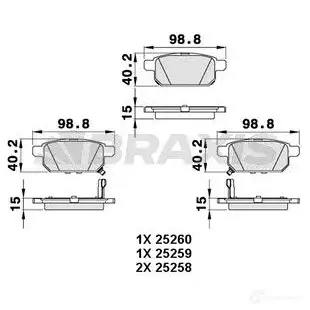 Тормозные колодки, комплект BRAXIS 3663908107140 O5I 68R0 aa0299 4405523