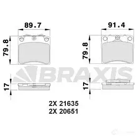 Тормозные колодки, комплект BRAXIS 3663908100295 4405378 WL9Q9 G7 aa0152