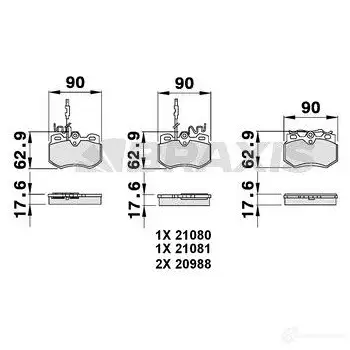 Тормозные колодки, комплект BRAXIS KNRG 3D6 3663908102534 ab0094 4405757