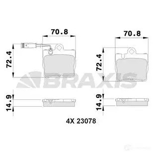 Тормозные колодки, комплект BRAXIS 4406023 3663908100417 XD3 2W1 ab0361