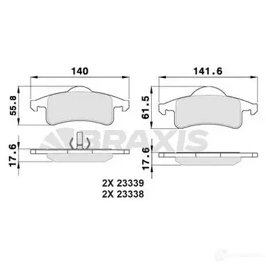 Тормозные колодки, комплект BRAXIS aa0353 M8OZD4 R 3663908108246 4405565
