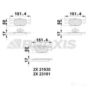 Тормозные колодки, комплект BRAXIS 4405300 3663908100240 aa0074 PO0 F64