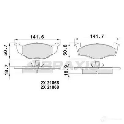 Тормозные колодки, комплект BRAXIS P0 EY4QK 4405537 aa0316 3663908110492