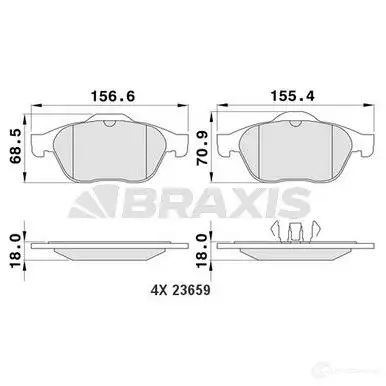 Тормозные колодки, комплект BRAXIS 4405337 3663908102770 GWQ UZHA aa0111