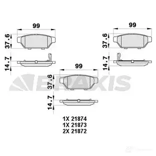 Тормозные колодки, комплект BRAXIS UDQ JR 3663908107829 4406075 ab0414