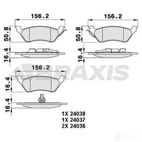 Тормозные колодки, комплект BRAXIS 3663908105467 ZLW24 J aa0237 4405462