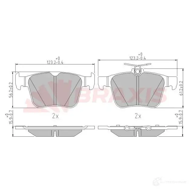 Тормозные колодки, комплект BRAXIS aa0605 1438407900 QC7CA 05