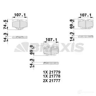 Тормозные колодки, комплект BRAXIS 3663908100868 E8 838A 4406170 ab0519