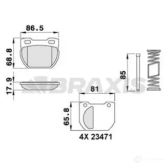 Тормозные колодки, комплект BRAXIS 2 2V4A 4405479 aa0254 3663908105979 изображение 0