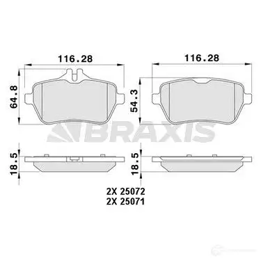 Тормозные колодки, комплект BRAXIS AM O8SWN 4405631 3663908109762 aa0453 изображение 0