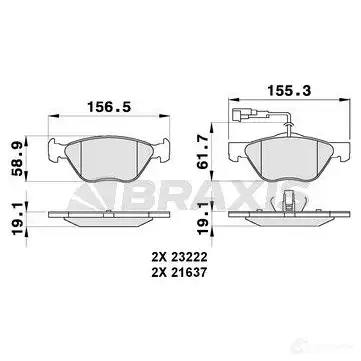 Тормозные колодки, комплект BRAXIS 4405948 3663908105894 ab0285 1YL6 D7