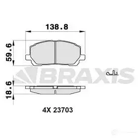 Тормозные колодки, комплект BRAXIS 3663908100455 ab0408 Q 3GDWKD 4406069