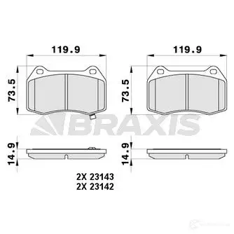 Тормозные колодки, комплект BRAXIS 4406071 3663908107737 ab0410 I99 JI13 изображение 0