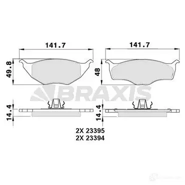 Тормозные колодки, комплект BRAXIS TWF8IX S 4405544 aa0326 3663908107805