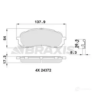Тормозные колодки, комплект BRAXIS ab0531 4406179 7Q6V Z7S 3663908110232