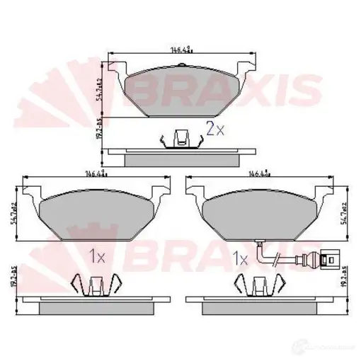 Тормозные колодки, комплект BRAXIS B0FR J aa0627 1438407901