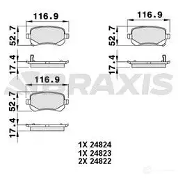 Тормозные колодки, комплект BRAXIS 4406138 GMQY 7N ab0481 3663908109199 изображение 0