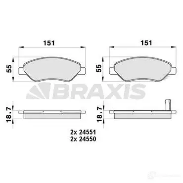 Тормозные колодки, комплект BRAXIS 3663908108253 4406095 6 2QNL ab0434