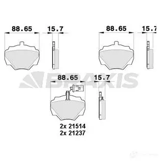 Тормозные колодки, комплект BRAXIS 3663908107294 4406042 M9EKL2 S ab0380 изображение 0