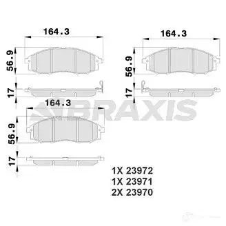 Тормозные колодки, комплект BRAXIS 4405876 3663908104675 H BJO3 ab0213