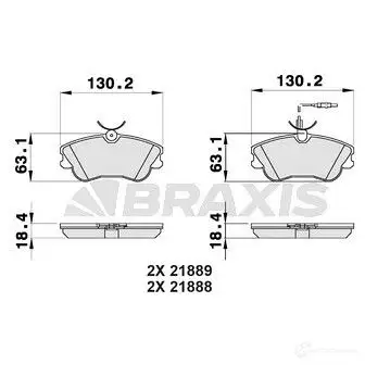 Тормозные колодки, комплект BRAXIS ab0143 3663908103494 40KN M1 4405806 изображение 0