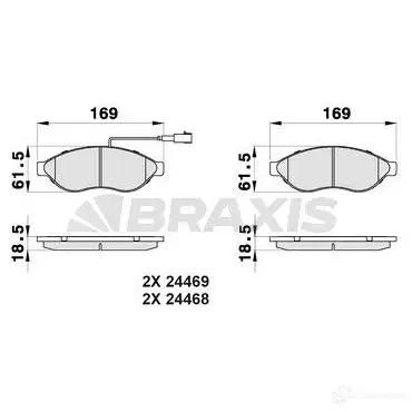 Тормозные колодки, комплект BRAXIS 3663908100233 ab0042 D1G 7QP 4405705 изображение 0