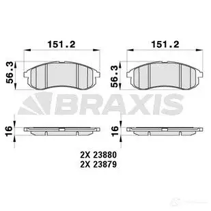 Тормозные колодки, комплект BRAXIS 3663908107164 4406034 CN KBXGY ab0372