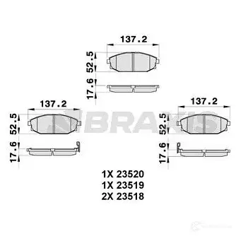Тормозные колодки, комплект BRAXIS CFHZ T5 ab0338 4406000 3663908106723