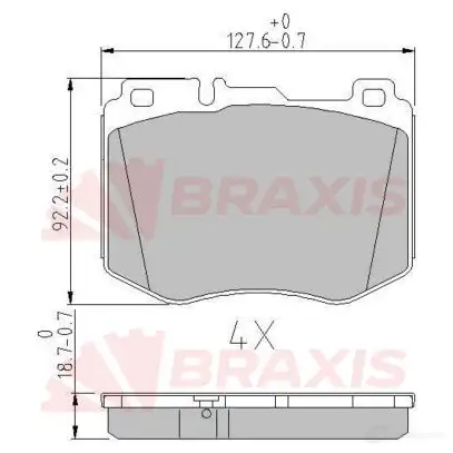 Тормозные колодки, комплект BRAXIS aa0636 1438407902 3MJS ASC