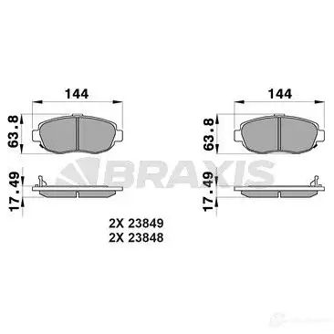Тормозные колодки, комплект BRAXIS ab0248 3663908105313 C5 N8AS 4405911