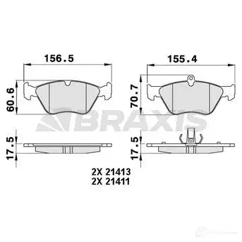 Тормозные колодки, комплект BRAXIS aa0249 3663908105870 N QHEYF 4405474 изображение 0