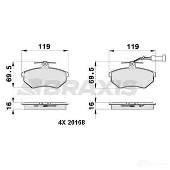 Тормозные колодки, комплект BRAXIS 3663908107218 4406037 ab0375 YM6 VPR