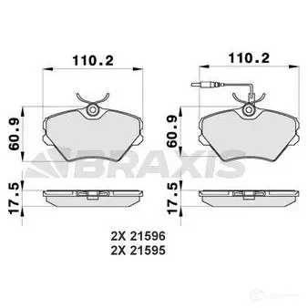 Тормозные колодки, комплект BRAXIS 3663908107065 4406026 ab0364 8UQVC 1