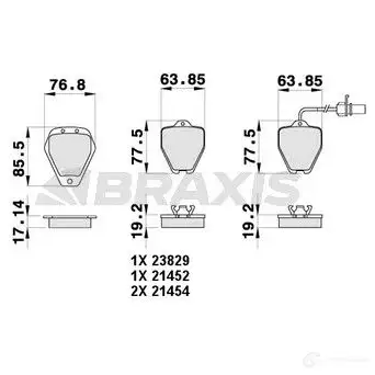 Тормозные колодки, комплект BRAXIS O3CE8 H 3663908108499 ab0446 4406107